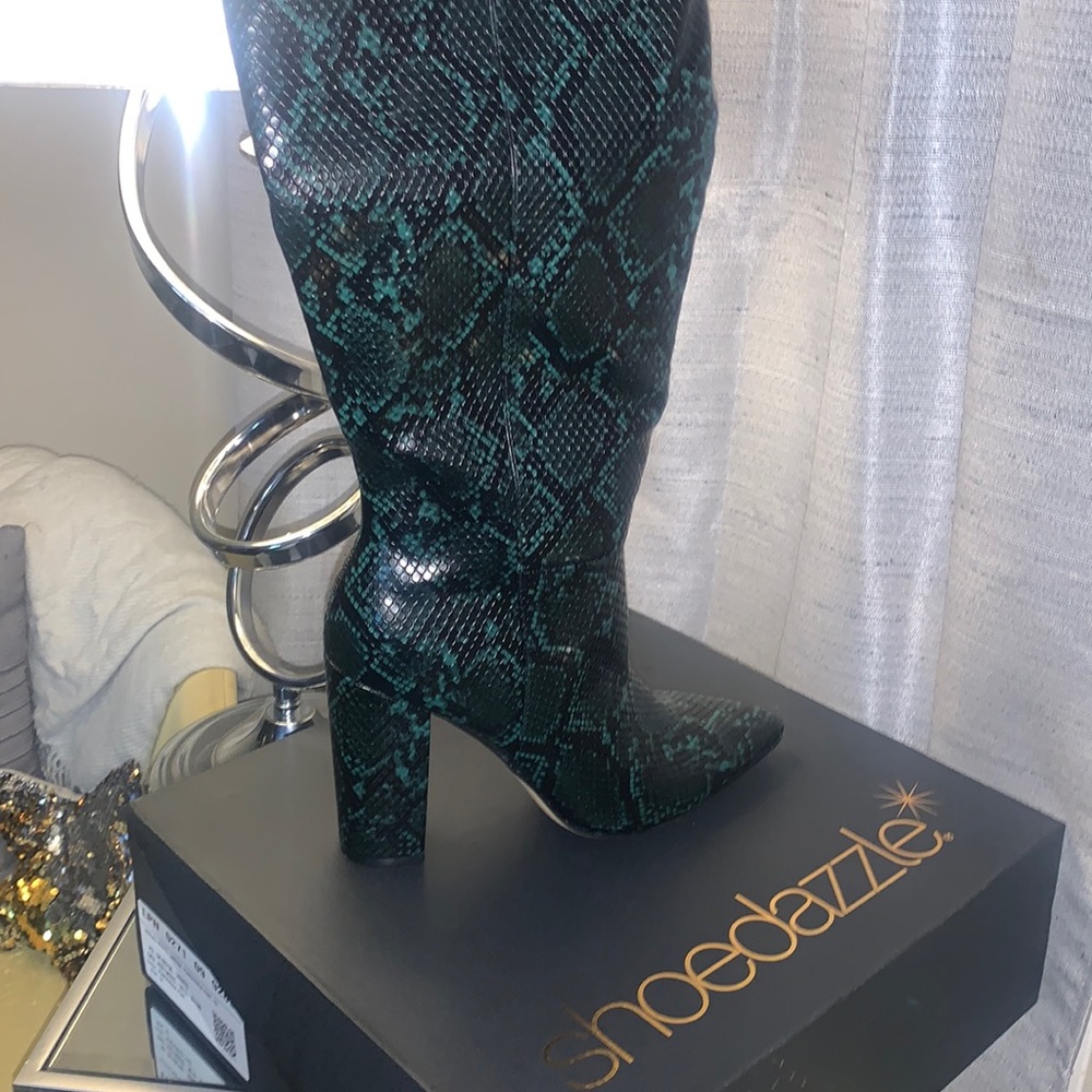 Green & Black Snakeskin Boots